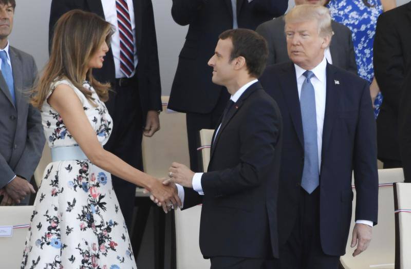 La Fiesta Nacional francesa contó con la asistencia del presidente de los Estados Unidos en conmemoración del centenario de la entrada de Estados Unidos en la Primera Guerra Mundial junto a Francia y al resto de los aliados.