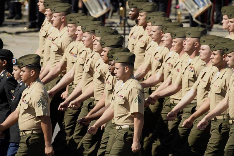 La Fiesta Nacional francesa contó con la asistencia del presidente de los Estados Unidos en conmemoración del centenario de la entrada de Estados Unidos en la Primera Guerra Mundial junto a Francia y al resto de los aliados.