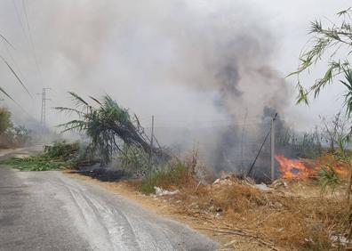 Imagen secundaria 1 - Un incendio de matorral en Churriana provoca una densa nube de humo negro