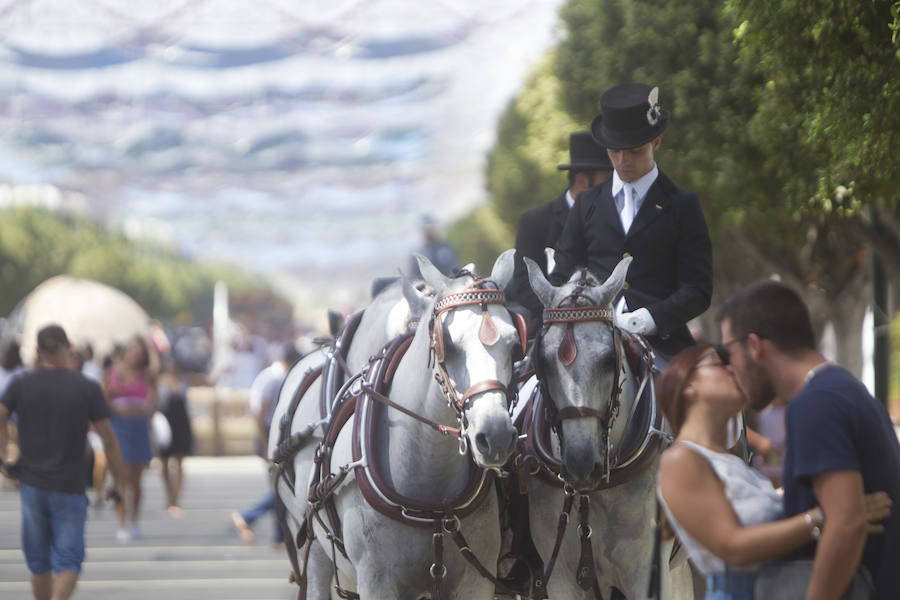 Los caballos siguen protagonizando las imágenes de este jueves en el Real del Cortijo de Torres.