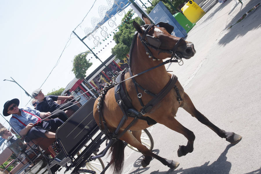 Numerosos malagueños y visitantes no han perdido la oportunidad de acudir al Cortijo de Torres, que ya se prepara para los últimos días de la Feria de Málaga.