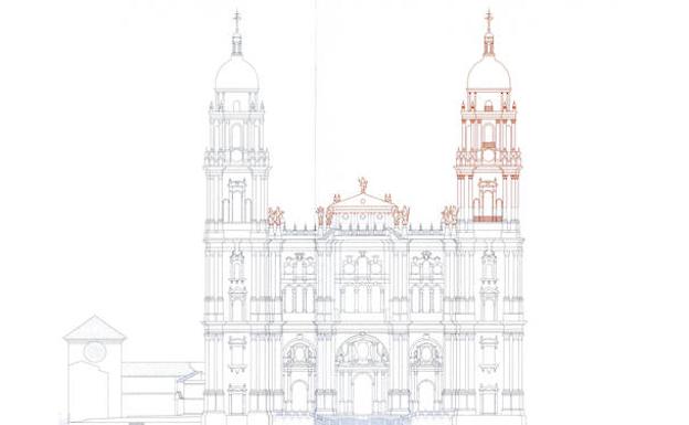 Alzado de la Catedral terminada incluido en el plan director elaborado por la diócesis. 