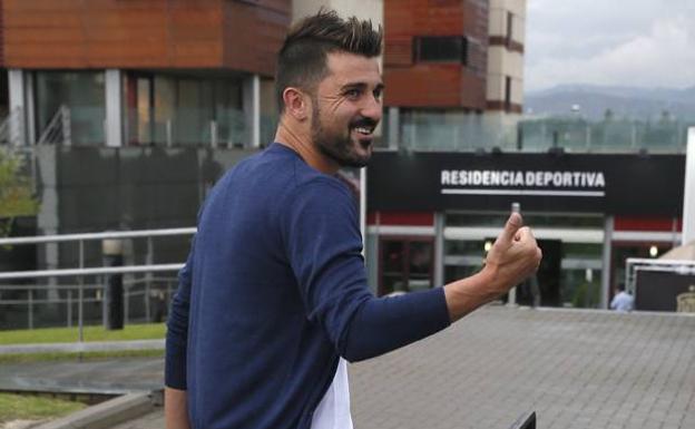 David Villa, a su llegada a La Ciudad del Fútbol. 