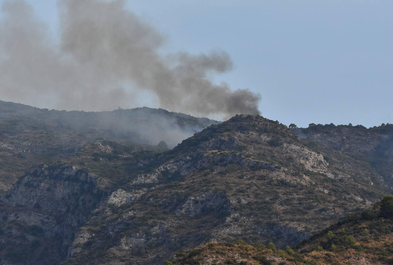 El incendio obliga a cortar la carretera MA-5300 en ambos sentidos al tráfico