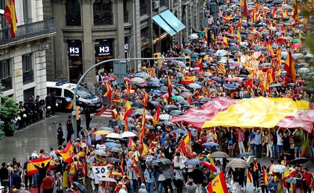 Manifestación en Barcelona contra la independencia el pasado 30 de septiembre.
