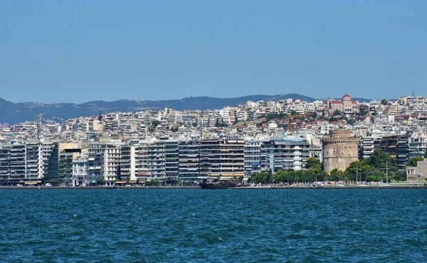 Vista de Salónica desde el Egeo. 