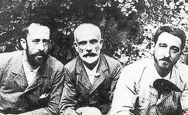 Federico Rubio, Francisco Giner de los Ríos y Manuel Bartolomé Cossío