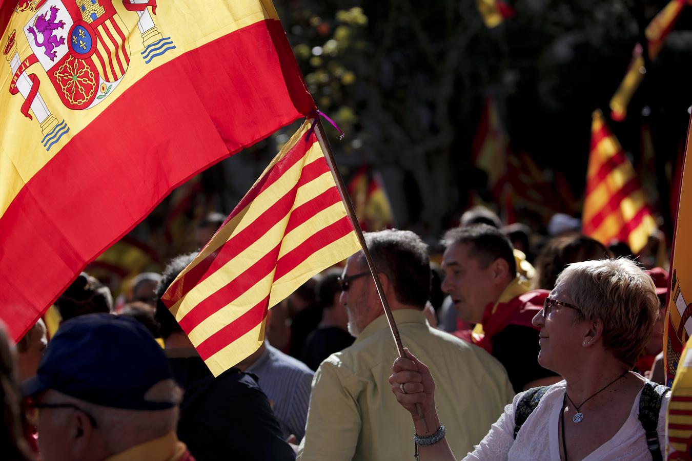 La marcha convocada por Societat Civil Catalana bajo el lema 'Tots som Catalunya. Per la convivència, seny!