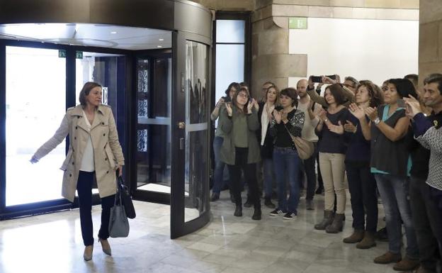 Forcadell, a su entrada en el Parlament.