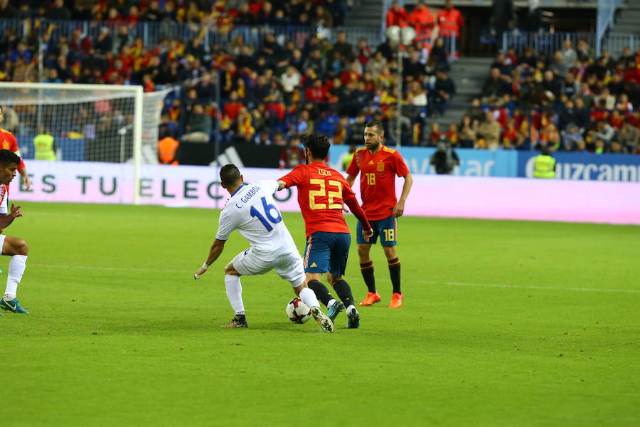 España golea a Costa Rica en La Rosaleda en el amistoso para preparar el Mundial 2018.