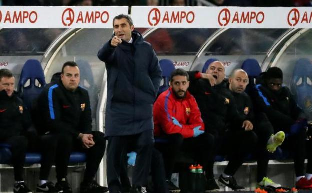 Ernesto Valverde, durante el partido que midió al Barça contra la Real Sociedad. 