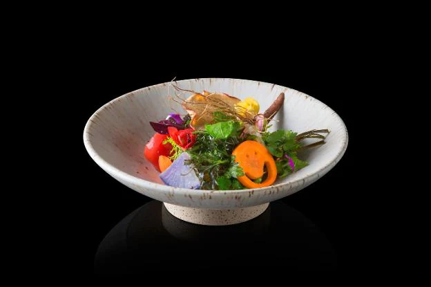 Uno de los platos ligeros y vanguardistas del restaurante 'Den', creado por el chef Zaiyu Hasegawa. 