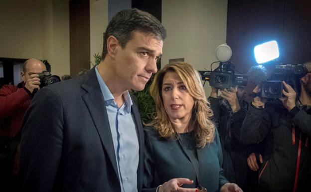 Pedro Sánchez y Susana Díaz, hoy en Sevilla.