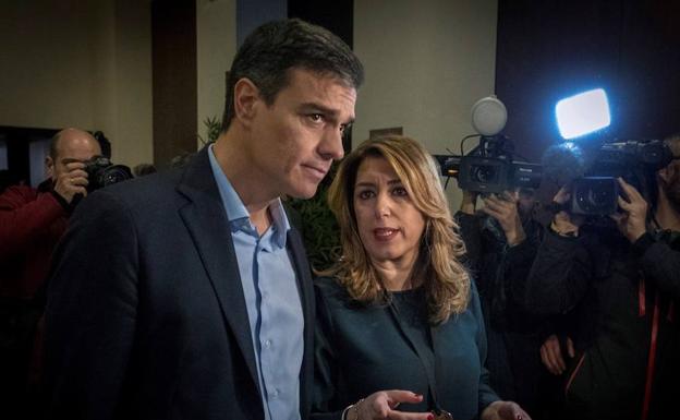 Pedro Sánchez y Susana Díaz, ayer en Sevilla.