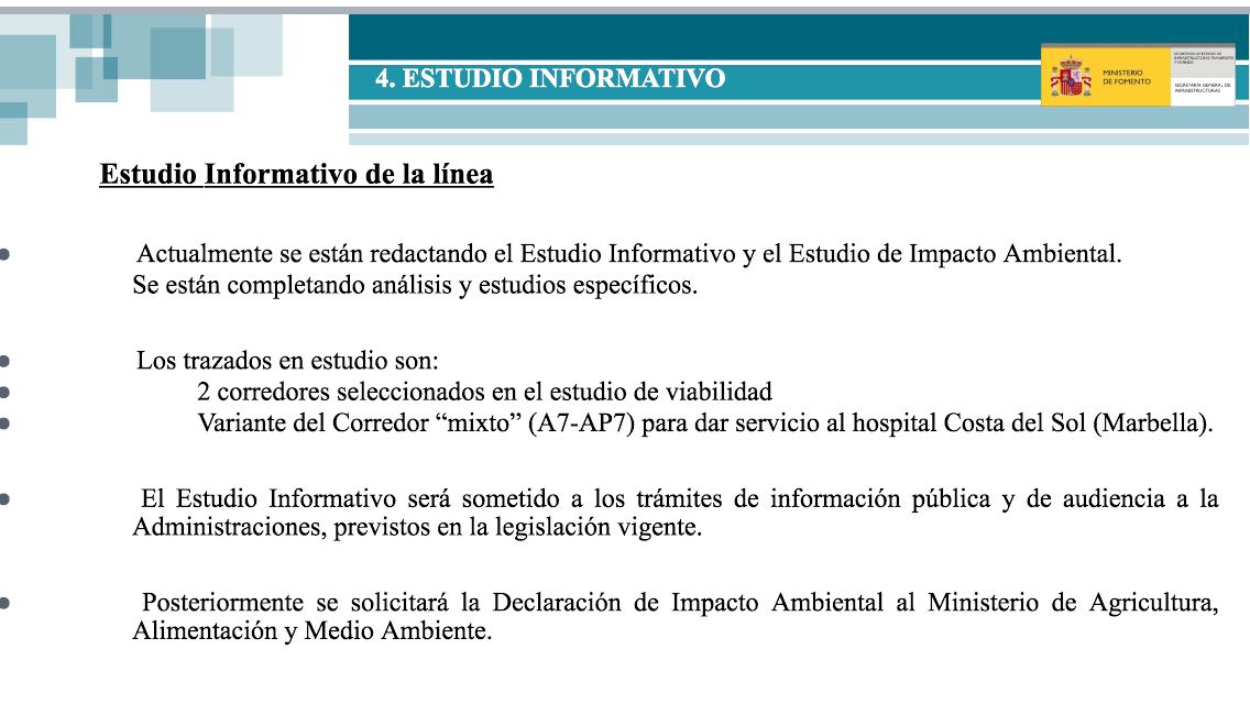 Estudio informativo del nuevo acceso ferroviario a Marbella y Estepona. 