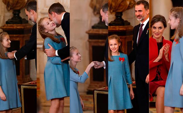 Los Reyes y la princesa Leonor en el Palacio Real.