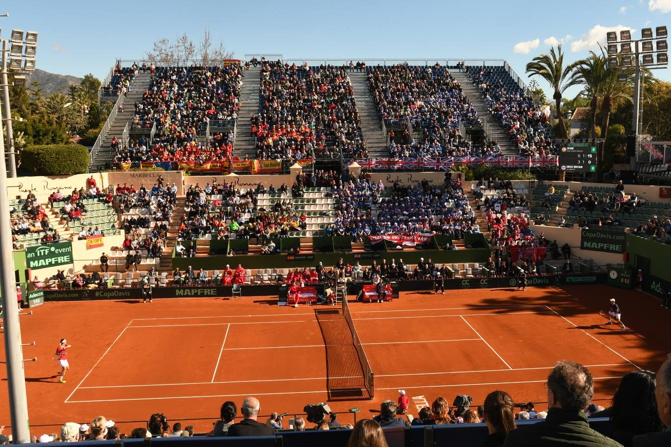 Eliminatoria de la Copa Davis entre España y Grañ Bretaña que se celebra en las instalaciones del Club de Tenis Puente Romano en Marbella 