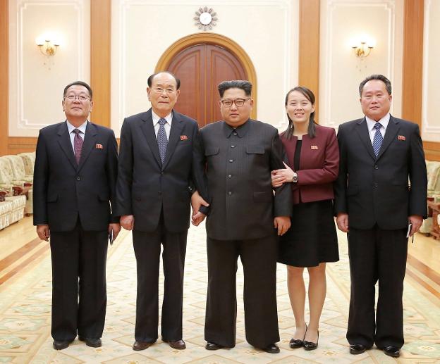 Kim Jong-un recibe a la delegación encabezada por su hermana, Kim Yo-jong, que visitó Corea del Sur. :: efe