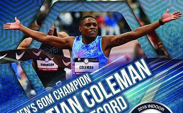 Christian Coleman ha batido el récord del mundo de los 60 metros lisos. 