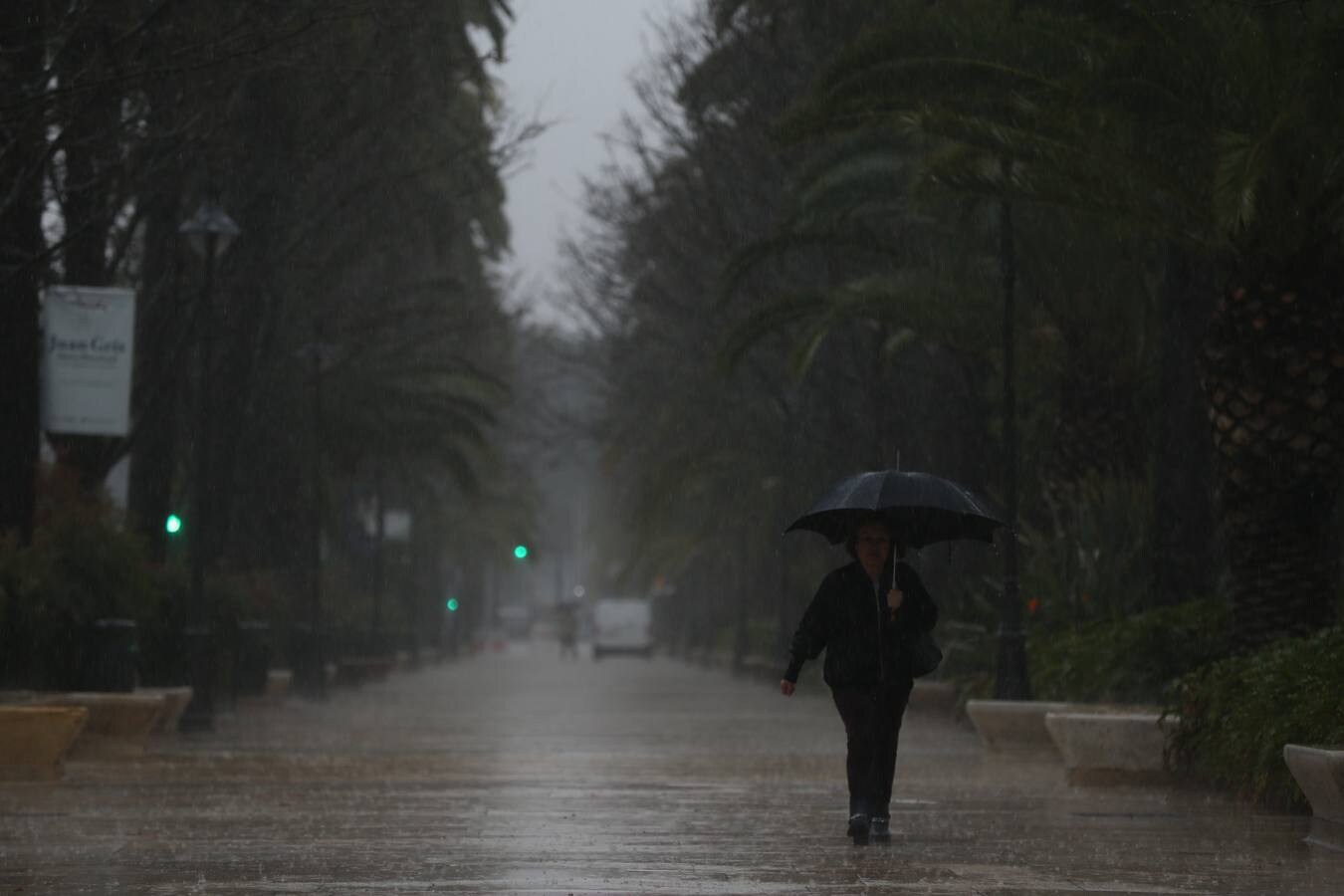 La lluvia, en el Centro de Málaga