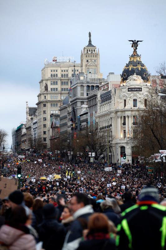 Madrid, Barcelona, Bilbao, San Sebastián, Vigo... protestan en las calles por el insuficiente alza del 0,25% y piden que estas ayudas se revaloricen en función del IPC