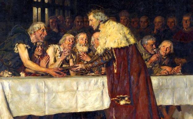San Fernando rey, dando de comer a los pobres. 