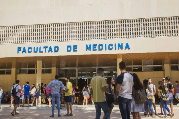 Estudiantes, en la Facultad de Medicina de Málaga. :: francis acevedo