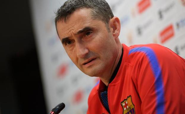 Ernesto Valverde, durante la rueda de prensa previa a la final. 