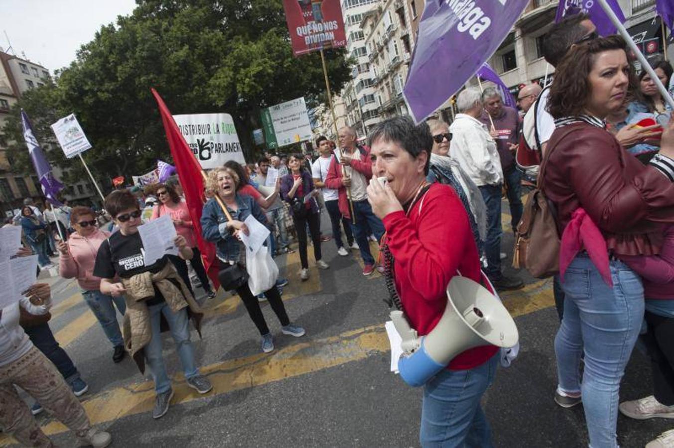 Miles de malagueños participan en la marcha del Día del Trabajo, convocada por CCOO y UGT y apoyada por partidos y colectivos de izquierda