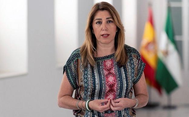 Susana Díaz, en la grabación de vídeo en la que felicita a Pedro Sánchez. :: sur