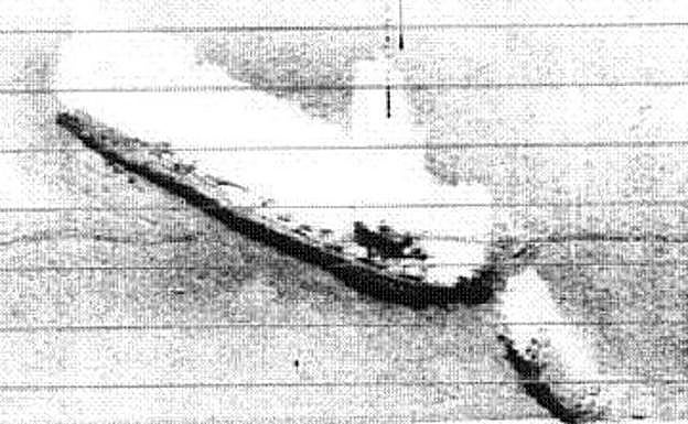 Imagen captada en 1998 de cómo está el pecio bajo el agua.