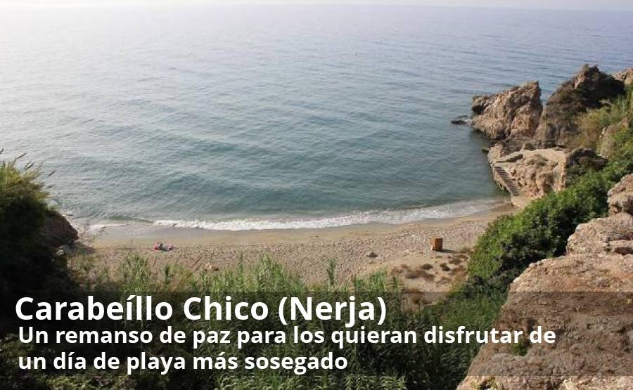 A un paso de la conocida y populosa playa de Burriana hay un remanso de paz para los quieran disfrutar de un día de playa más sosegado. Se trata de la que se conoce como el Carabeillo Chico, llamado así por su proximidad a la cala del Carabeo. Eso sí, tiene un acceso algo complicado desde la propia playa de Burriana. Es una cala muy pequeña, rodeada por rocas de grandes dimensiones que dan cierta intimidad y permiten desconectar incluso en los meses de verano.  Más info aquí.