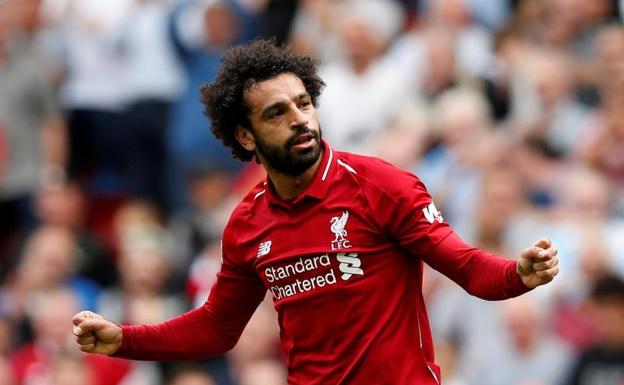 Mohamed Salah, celebrando el pasado domingo el gol que le marcó al West Ham. 