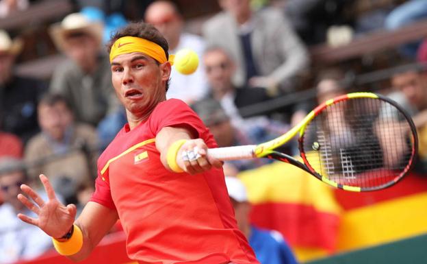 Rafa Nadal, durante un partido de Copa Davis. 