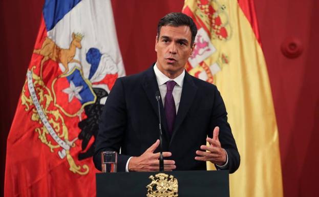 El presidente del Gobierno, Pedro Sánchez, durante su visita a Chile.