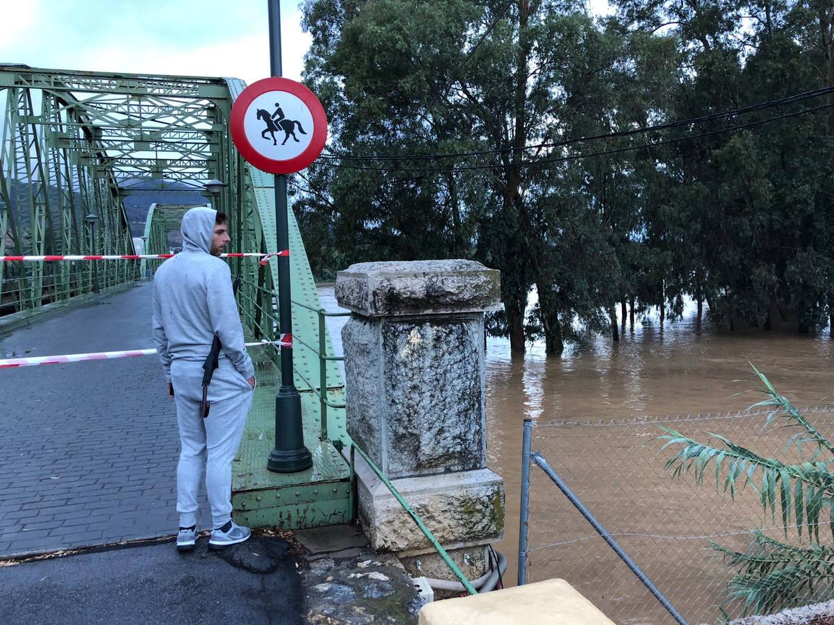 Cártama corta el puente sobre el Guadalhorce y alerta de un posible desbordamiento si sigue aumentando el cauce