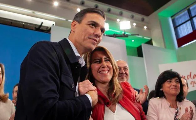 El secretario general del PSOE, Pedro Sánchez, y la secretaria general del PSOE-A , Susana Díaz.
