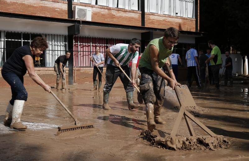 Labores de limpieza en Campillos tras la tromba, con la ayuda de la UME