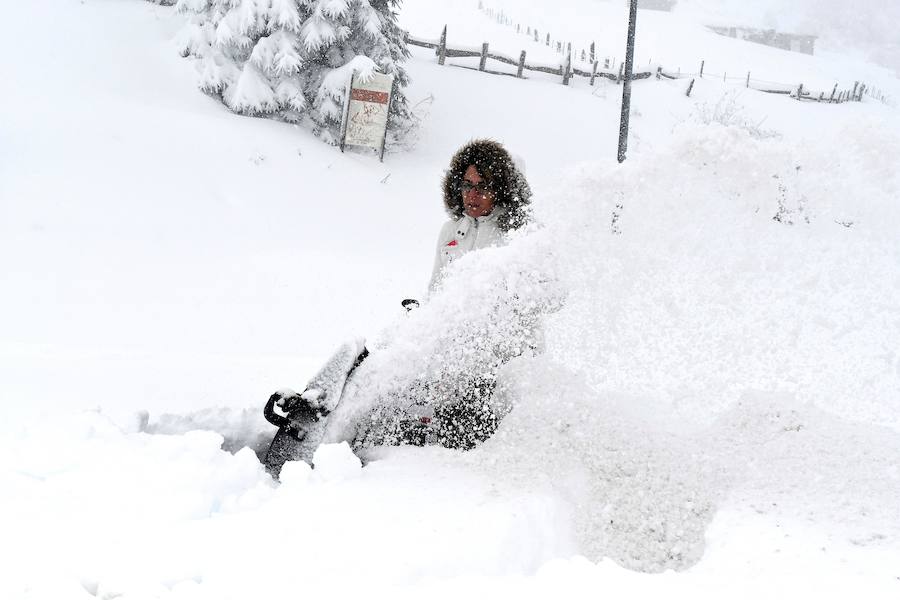 Los efectos del temporal de frío y nieve han llegado a Asturias, al Sistema Central y han dejado un manto blanco en Sierra Nevada