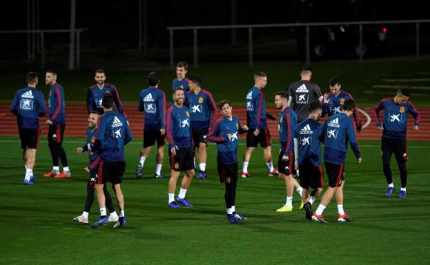 Entrenamiento de la selección española en Las Rozas.