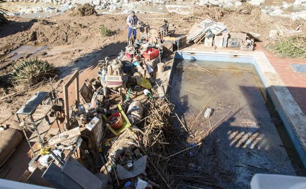 Una de las viviendas afectadas por las inundaciones en Teba. 