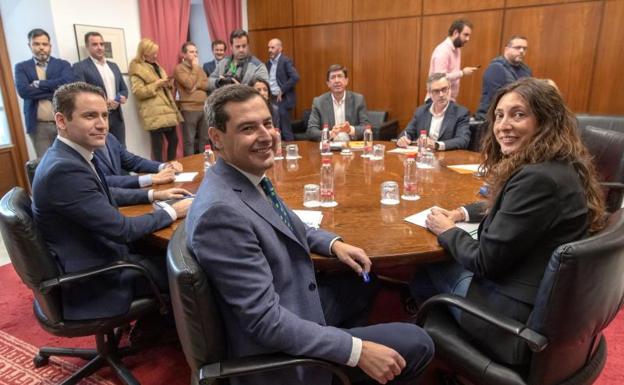 Imagen de la reunión entre PP y Cs del pasado lunes. 