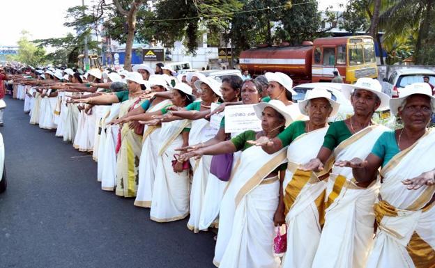 Manifestación de mujeres por la igualdad en la India. 