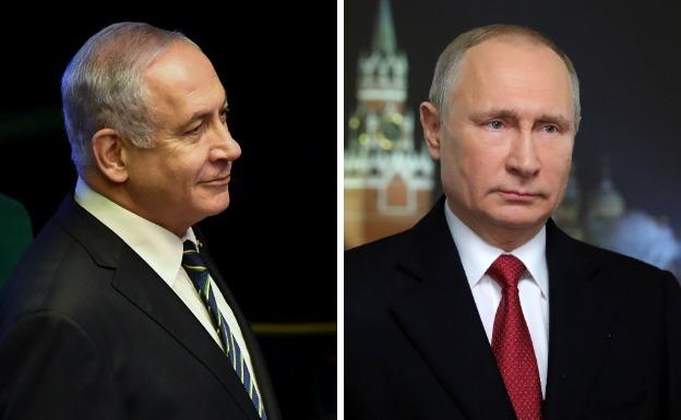 El primer ministro israelí, Benjamín Netanyahu, y el presidente ruso, Vladimir Putin.