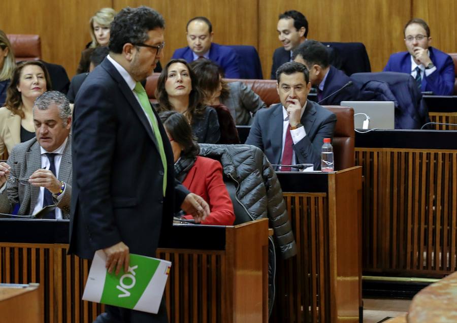 Intervención del líder de Vox en Andalucía, Francisco Serrano, en el Parlamento de Andalucía 