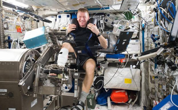 El astronauta británico Tim Peake, en la Estación Espacial Internacional.
