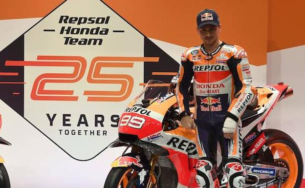 JOrge Lorenzo, con su nueva Honda. 