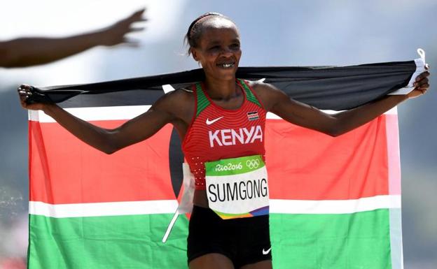 Jemima Sumgong, campeona olímpica de maratón en Río.