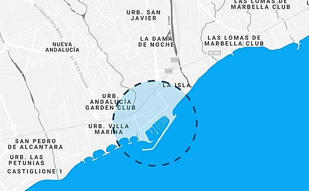 PUERTO BANÚS: La iniciativa en esta zona contempla trabajos de pavimentación sobre una superficie de 1.600 metros cuadrados. 