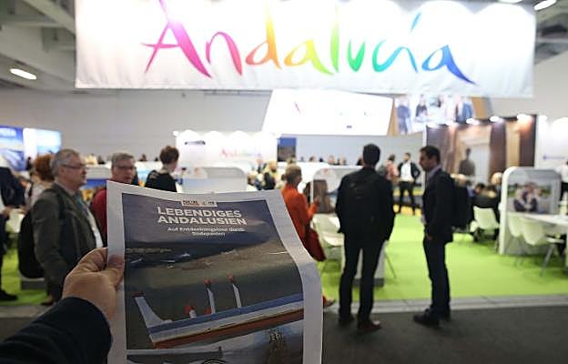 Zona de Andalucía en la ITB, que será una de las preferidas por los alemanes en las jornadas de puertas abiertas este fin de semana.